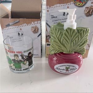 Schrute Farms Soap Dispenser & Recyclops Glass Tumbler